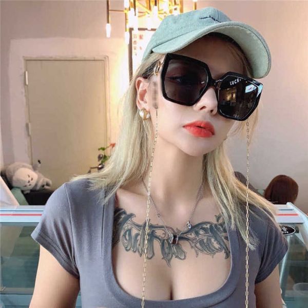 

10% off luxury designer new men's and women's sunglasses 20% off style personality fashion square fashion with chain, White;black