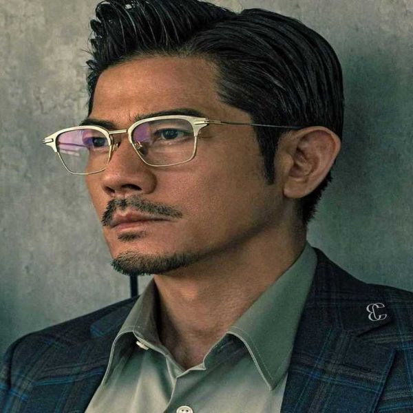 

luxury designer new sunglasses guo fucheng's same glasses dita142 big face box film insider business lens frame pure titanium male, White;black