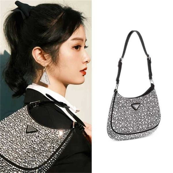

women's luxury designer new summer handbag family cleo satin underarm sky star crystal bright face diagonal