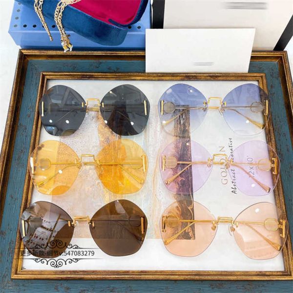 

luxury designer new sunglasses frameless fashion net red ins chain gg1203, White;black