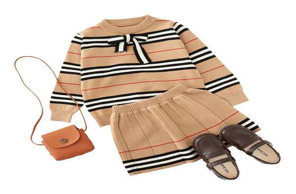 

baby girl winter clothing sets autumn children knitted sweater with skirt kids 2 piece casual outfits 37y9730263, White