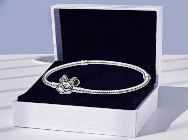 

authentic 925 sterling silver little mouse clasp bracelet with original box for pandora snake chain charms bracelets for women gir8346194, Golden;silver