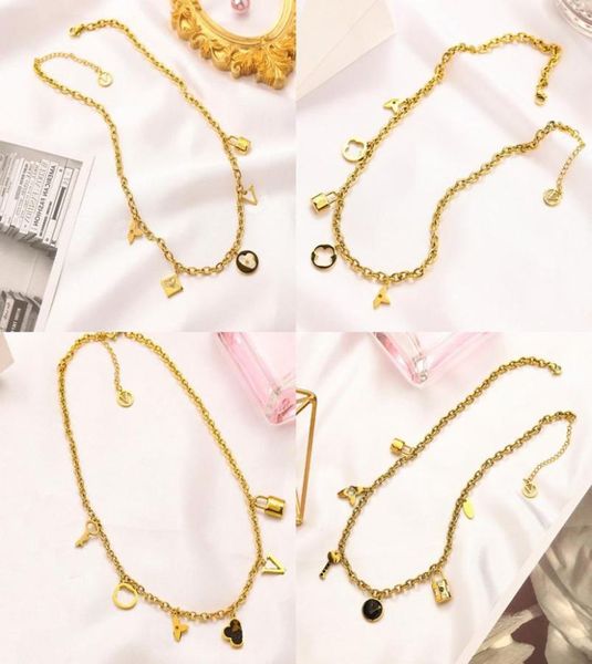 

2022 fashionable 18k gold plated stainless steel necklaces choker flower letter pendant statement fashion womens necklace wedding 4103945, Silver