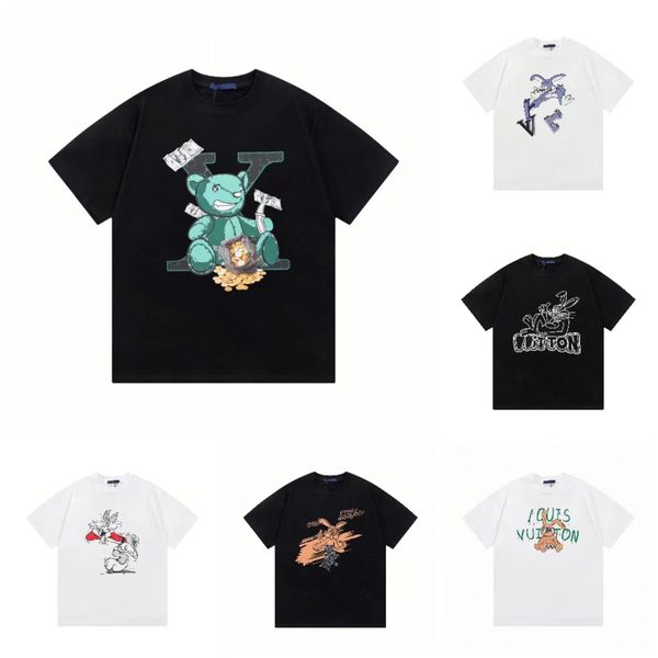 

new style shirt luxury t-shirt summer mens womens short sleeves fashion tee pure cotton tshirt leisure classic pattern size, White;black