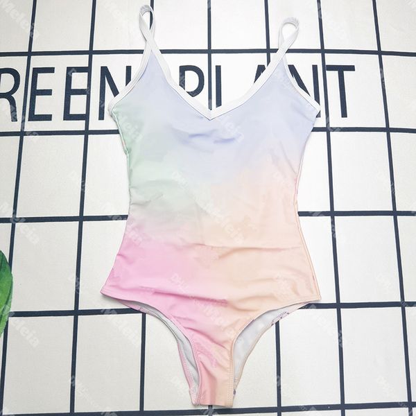 

gradient swimwear for womens luxury letter bikini set v neck swimsuit backless beach clothes high waist lady bathing suit, Black