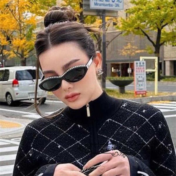 

luxury designer sunglasses 20% off fashionable pearl oval for ins, White;black