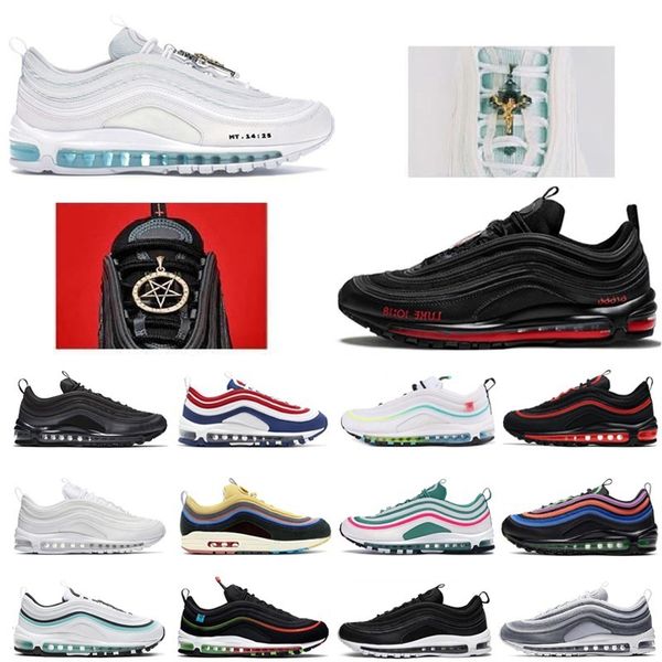 

designer mens running shoes jesus satan bred triple black white gold south beach usa aurora green wolf grey men women trainers sports sneake