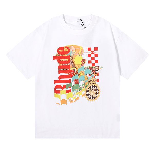 

2023 rhude mens t shirt tess designer casual fashion short sleeve europe america men women round neck tshirts 11licy, White;black