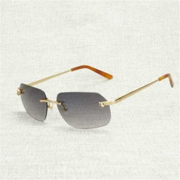 

luxury designer fashion sunglasses 20% off leopard style lens shape men rimless metal frame gafas women for outdoor accessories oculos shade, White;black