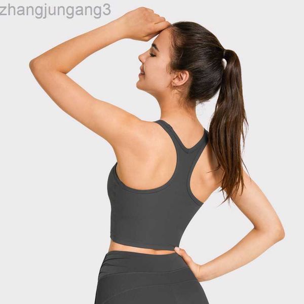 

alos yoga sports bra back sports bra running training tight outfit fit bra rib tank top, White