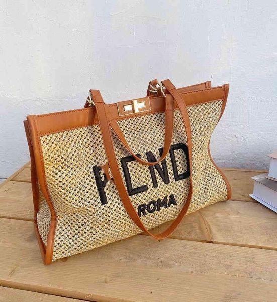 

2022 new factory whole summer beach women039s capacity single shoulder bag straw woven tote bag6780364