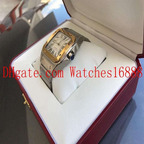 

100 xl w200728g men's watches 42mm auto mens 18kt yellow gold & steel automatic mechanical movement watch with bo266p, Slivery;brown