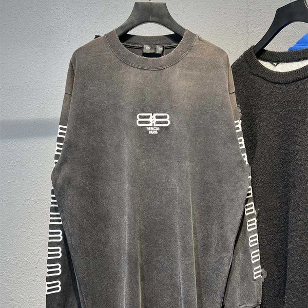 

80% off factory outlet online high edition fashion family embroidery damaged worn washed old made men's and women's os loose long, White;black