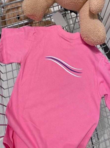 

boys girls t shirts fashion desiger kids tshirts summer tees with letter wave striped printed children clothing multi colors4076495, Blue