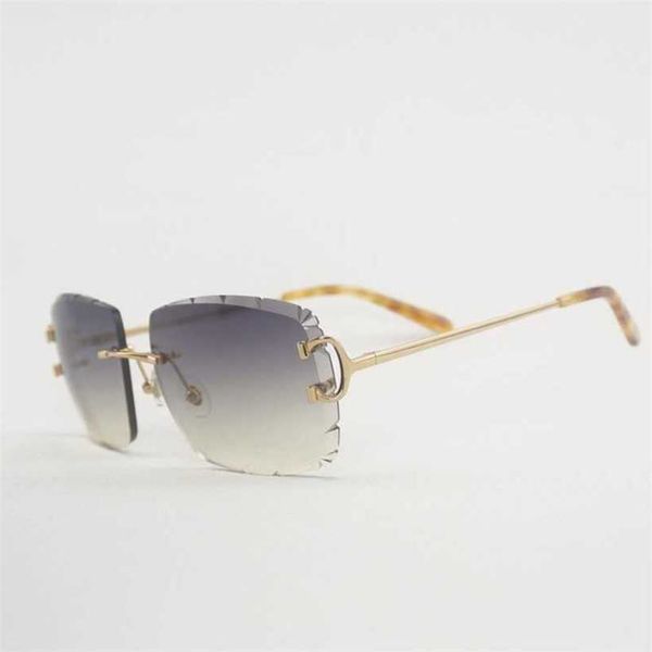 

20% off luxury designer new men's and women's sunglasses 20% off rimless wire men oversize eyewear women for summer diamond cuttin, White;black