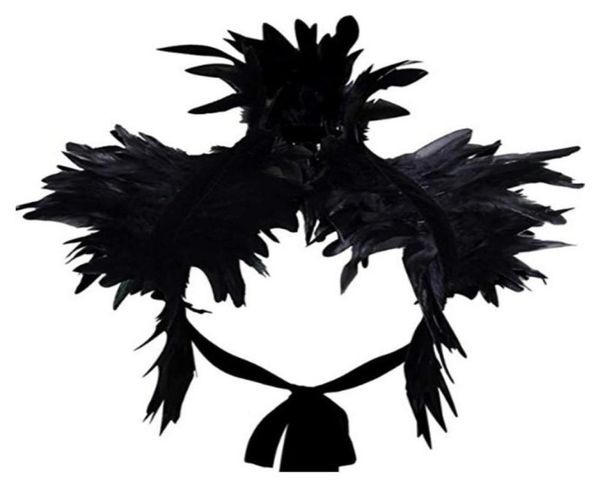 

scarves feather shrug shawl fake collar shoulder wrap cape gothic with ribbon ties cosplay costume party scarf womenscarves7854685, Blue;gray