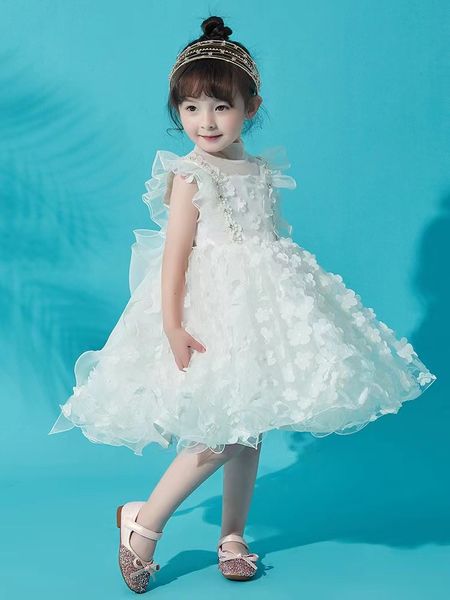 

kids girl's dresses summer white wedding dresses fashion children girl party princess dress flowers clothing, Red;yellow