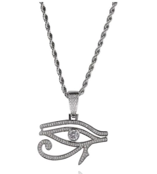 

hip hop necklaces aaa cz stone paved bling iced out eye of horus pendants necklaces for men rapper jewelry6127167, Silver