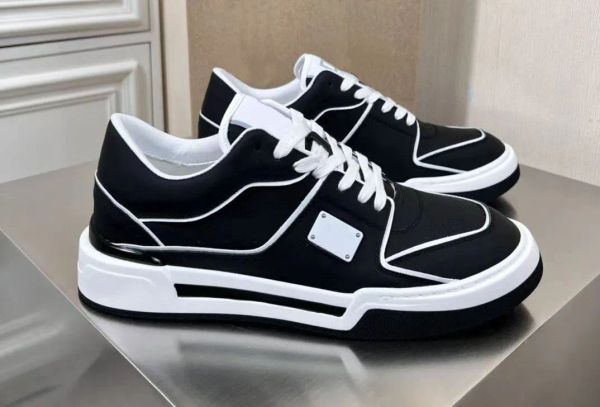 

with box designer new roma sneakers mens casual shoes calfskin leather white black skateboard walking platform shoes outdoor lace up trainer