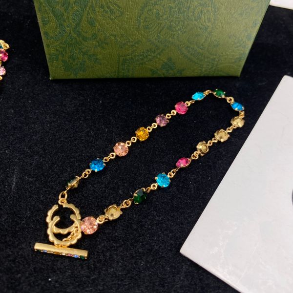 

chain colored stone designer bracelet ladies match wedding gift jewelry bracelet with box, Black