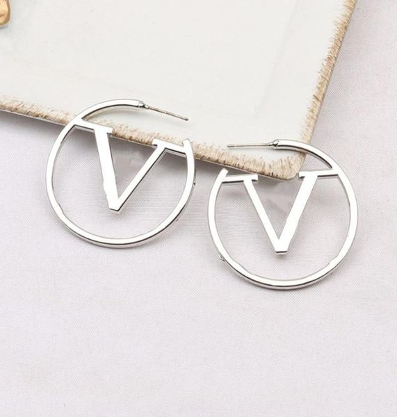 

plated 925 silver luxury brand designers letters stud geometric famous women round crystal rhinestone pearl earring wedding party 7135430, Golden;silver