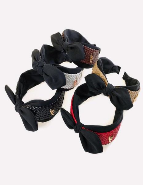 

brand designer women headbands pu leather cotton elastic headwraps hairbands bowknot hair accessories vintage turban 6552465, Silver