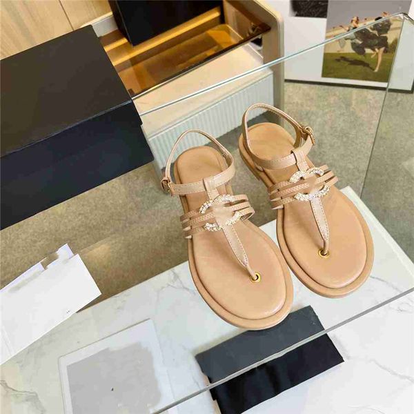 

fashion women's sandals 2023 channel luxury brand letter logo summer women's high heels men's casual student flats 010-01, Black