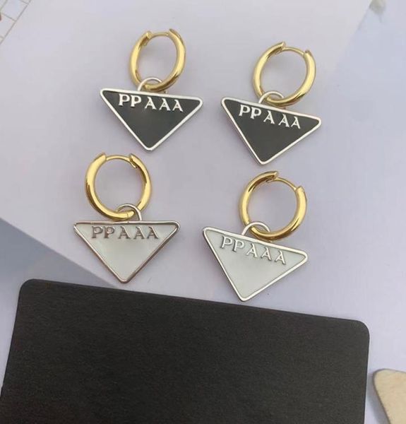 

designer earrings fashion triangle earing simple hoop for man womens classic 2 colors 148110, Golden;silver