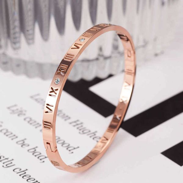 

charm s bangle titanium steel roman digital personality cool wind bracelet ins minority design korean version of online red girlfriends hand, Golden;silver