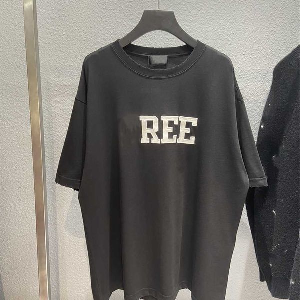 

80% off factory outlet online high version family chest letter embroidery custom woven fabric ins net red same short sleeve, White;black
