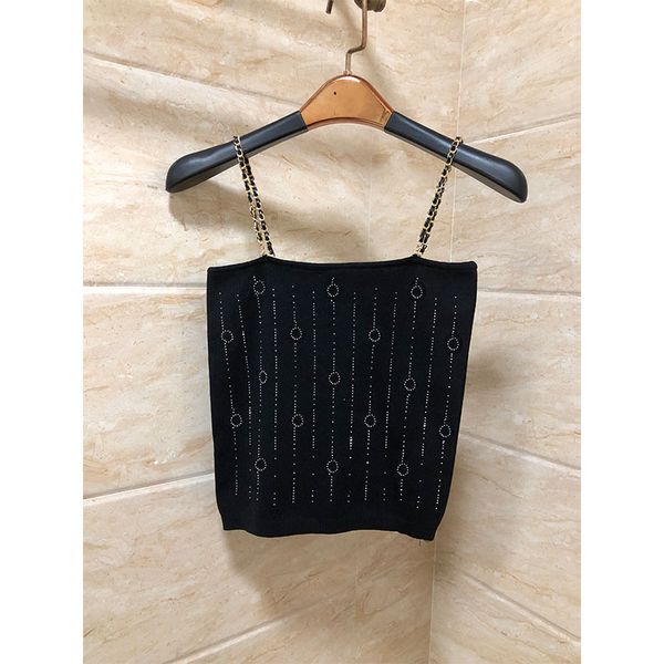 

designer women's knits 2023 new summer women's sequin shinning tanks lady metal chain sleeveless vest fashion vest woman casual, White
