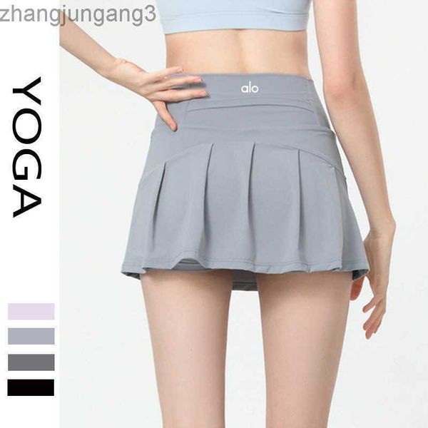 

alos yoga shorts leggings summer women's running fitness pants comfortable skincare sports anti skirt skirt, White;black