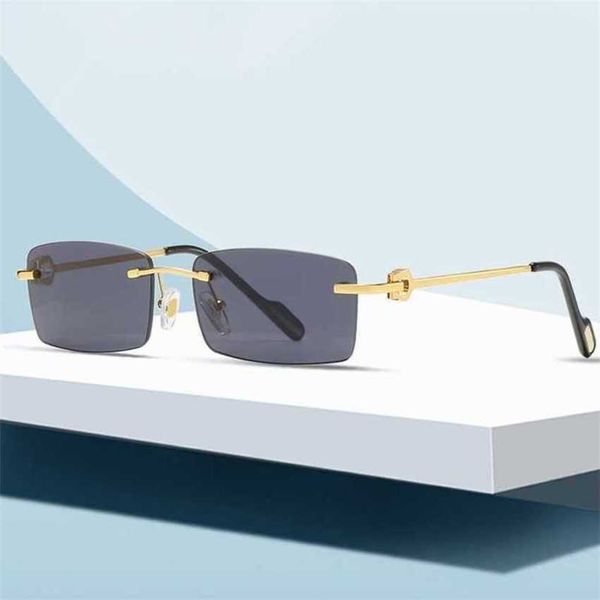 

50% off luxury designer new men's and women's sunglasses 20% off frameless square c-type plate legs optical frame glasses, White;black