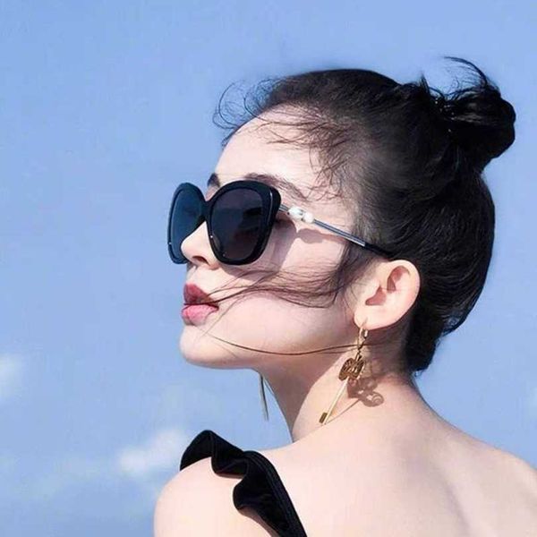 

10% off luxury designer new men's and women's sunglasses 20% off high same ch5339 pearl polarized square fashion temperament, White;black