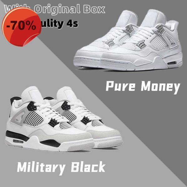 

box with 4 4s jumpman basketball shoes for men sneakers for women cool grey university blue bred black cat shimmer sail red thunder pure mon