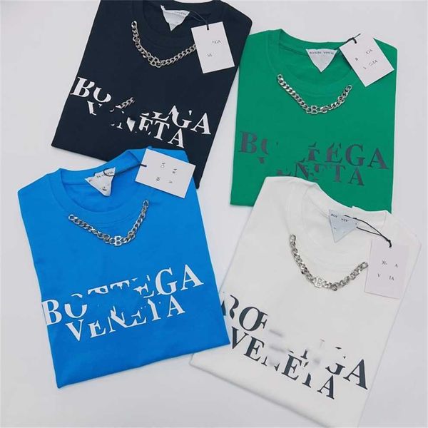 

80% off factory outlet online 2023 fashion summer new letter print loose round neck short sleeve chain t-shirt, White;black