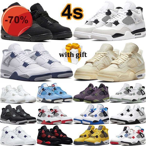 

military 4s black cat men women basketball shoes 4 retro bred white oreo blank canvas red thunder jumpman 4 lightning mens trainer sports sn