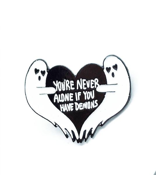 

youre never alone cute small funny enamel brooches pins for women girl men christmas gift demin shirt decor brooch pin metal kawai9292944, Gray