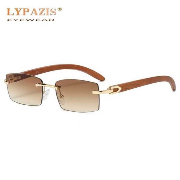 

20% off luxury designer new men's and women's sunglasses 20% off fashion square rimless classic wooden frame women rectangle small, White;black