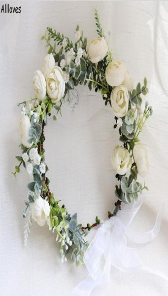 

wedding garland wreath crown headpieces handmade flowers tiara hairbands hair accessories for women bridal bridesmaids girls seasi8822966, Silver