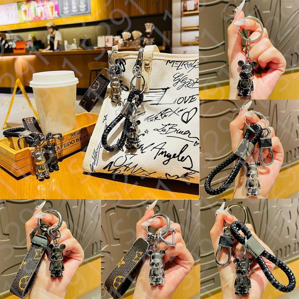 

designer keychain bear leather fur ball flower pendant key chain bow car pendant metal fashion creative keychains no box, Silver