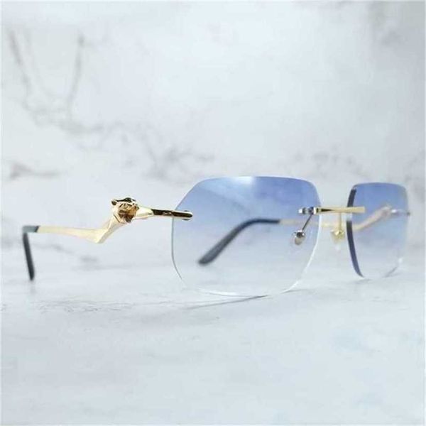 

30% off luxury designer new men's and women's sunglasses 20% off mens panther rimless trending retro classic shades eyewear for wo, White;black