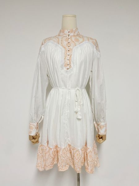 

early spring 2023 new dress, australian designer style exquisite embroidery belt shirt dress, Black;gray