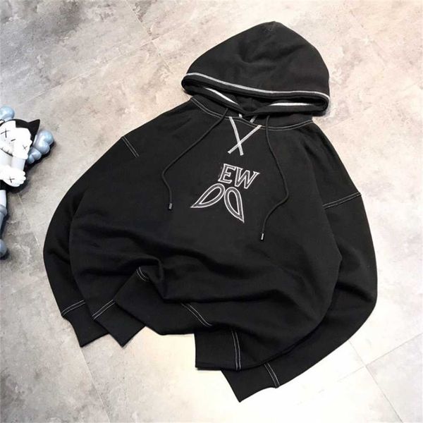 

80% off factory outlet online 2023 spring and autumn new korean version age reducing couple's letter embroidery casual loose hooded swe, Black