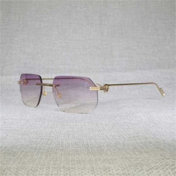 

luxury designer new sunglasses lens shape rimless men accessories outdoor clear glasses metal frame for reading eyeglasses shades women 130k, White;black