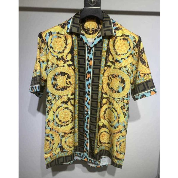 

summer casual shirts mens silk shirt vers designer shirt hawaiian medusa printed thin jacket men women cardigan shirts, White;black
