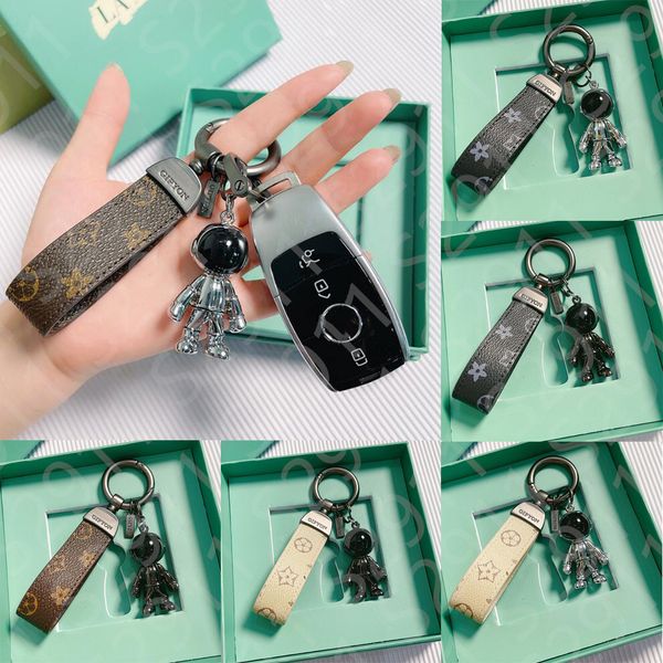 

design car keychain flower bag robot pendant charm jewelry keyring men fashion pu leather animal key chain accessories no box, Silver