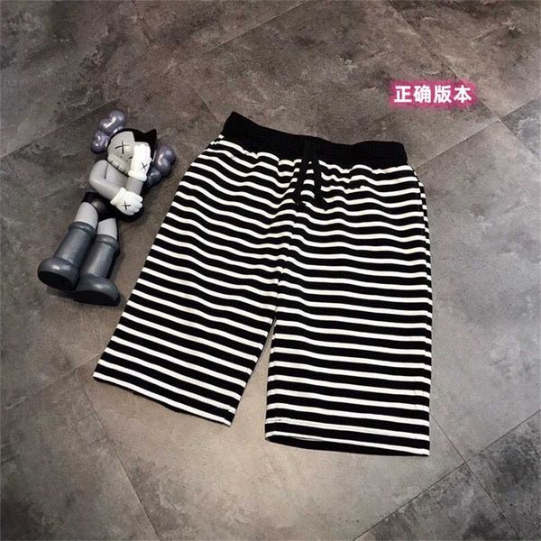 

80% off factory outlet online summer new black and white striped shorts casual sports terry half pants fashion label, White;black