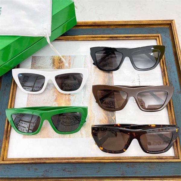 

luxury designer new sunglasses style personalized green plate cat's eye square ins net red face small bv112, White;black