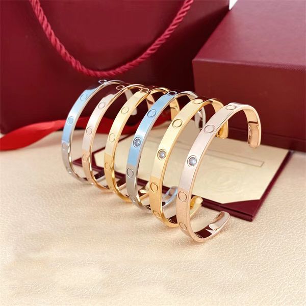 

18k crystal luxury titanium steel c-shaped cuff bracelet women's love charm titanium steel bracelet european and american designer brac, White